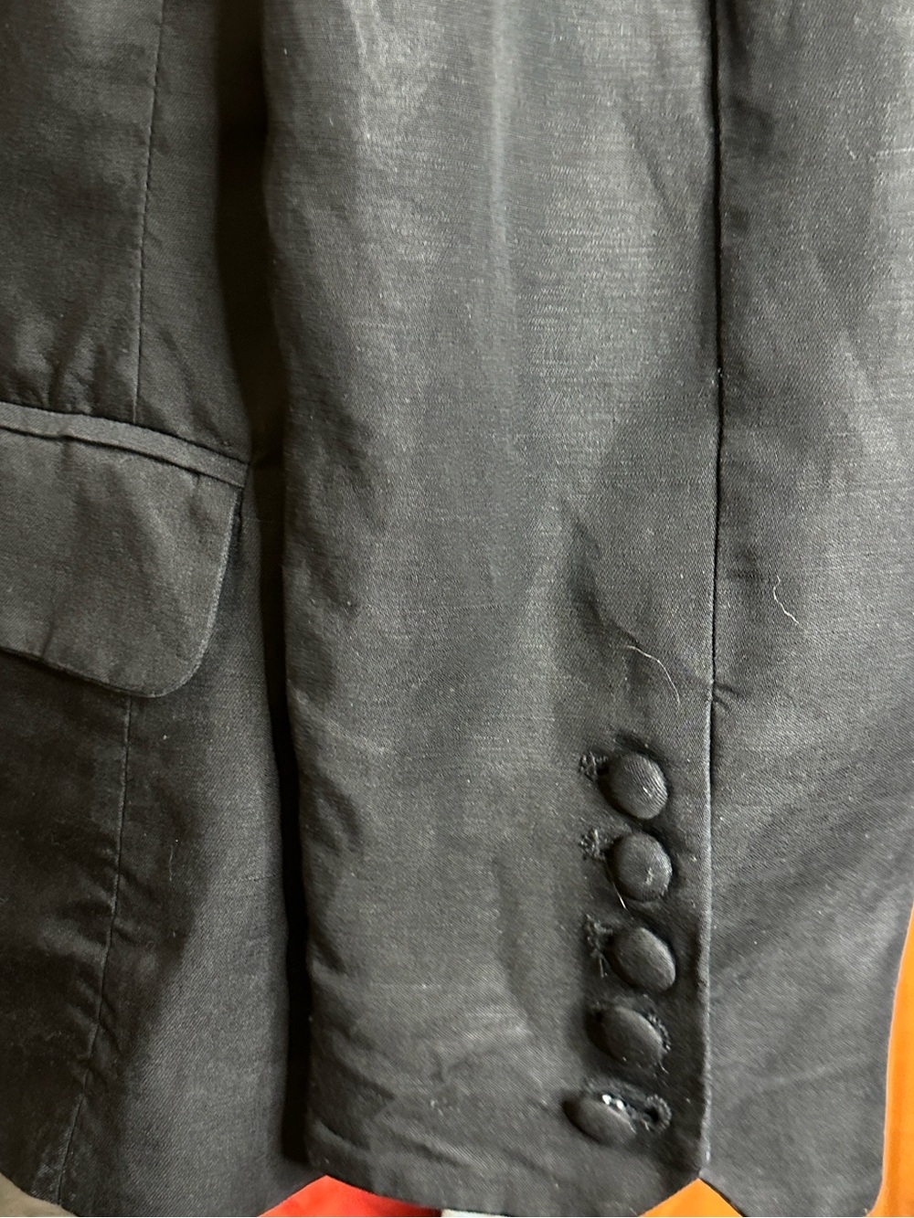 FRAME Black Linen Blend Blazer Size 12 Lightweight Tailored Minimalist Jacket - Picture 6 of 12
